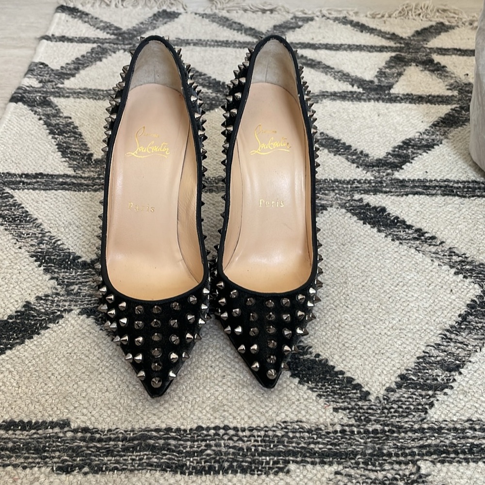 Christian Louboutin Black Heels with Silver Studs - Picture 3 of 9
